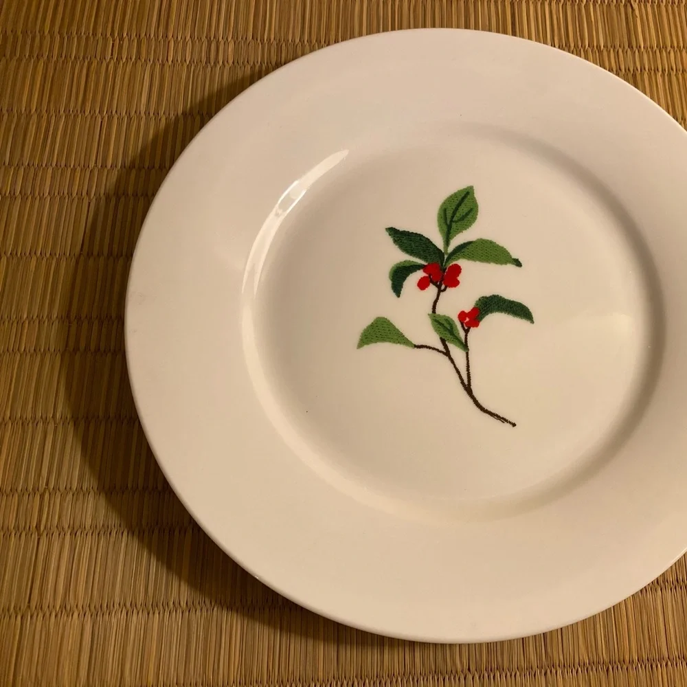 Crate and Barrel Salad Dessert Plates Set of 3 Sprigs Plates Botanical Plates